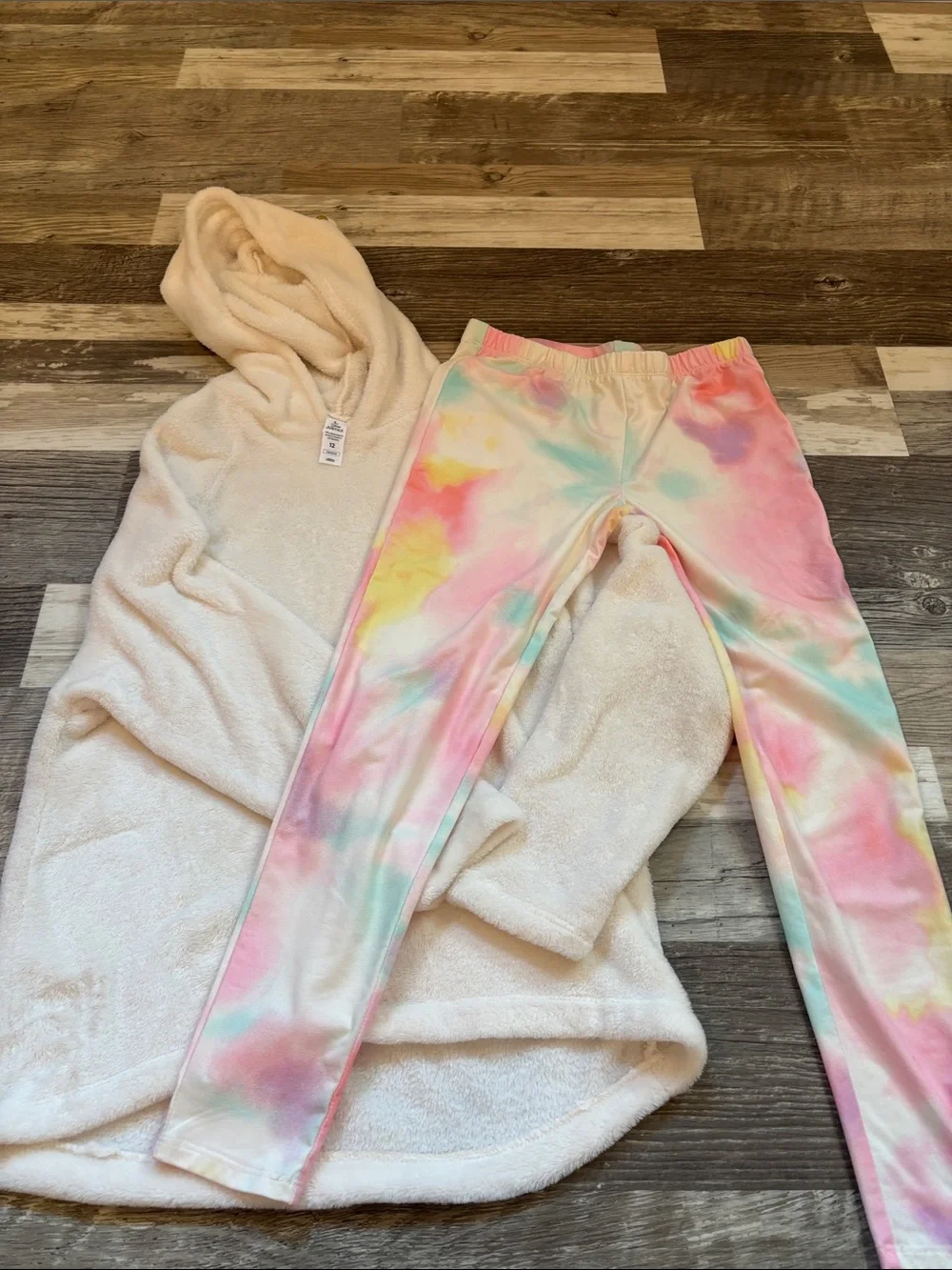 Cozy Unicorn Cream Hoodie & Pastel Tie-Dye bottom pajamas set